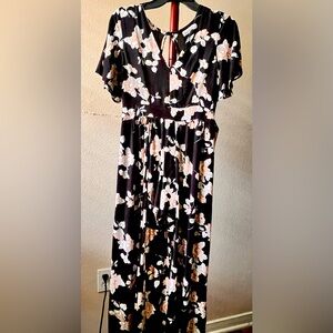 Sky and Sand Black Floral Dress with Shorts under.